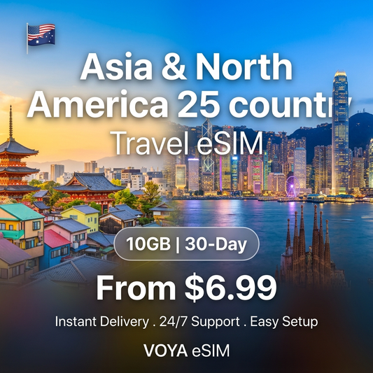 Asia & North America 25 countries Travel eSIM - VOYA eSIM