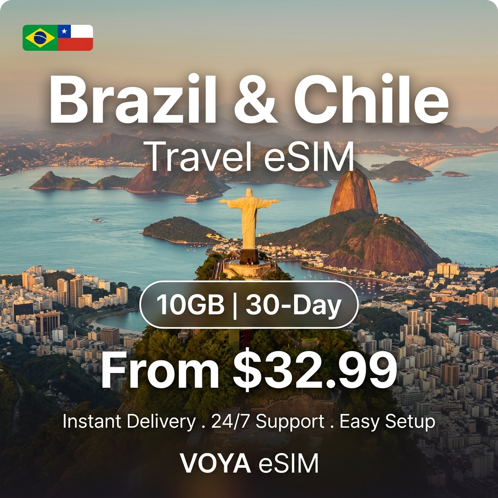 Brazil & Chile Travel eSIM - VOYA eSIM