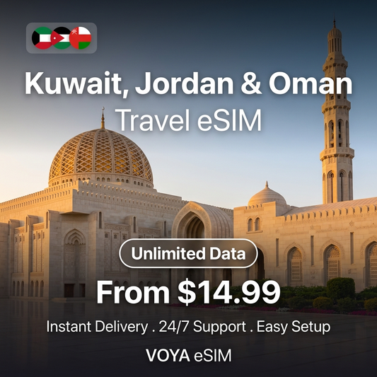 Kuwait, Jordan & Oman Travel eSIM - VOYA eSIM