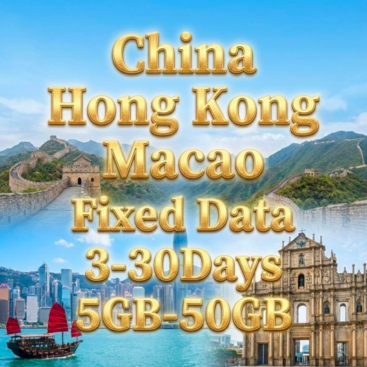 China, Hong Kong & Macao eSIM 10GB/30Days Data Plan