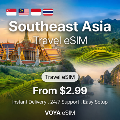 Southeast Asia eSIM - Fixed Data | 4 Countries (Singapore, Malaysia, Indonesia, Thailand)